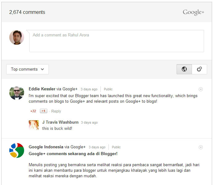 Google+ Comments for Blogger